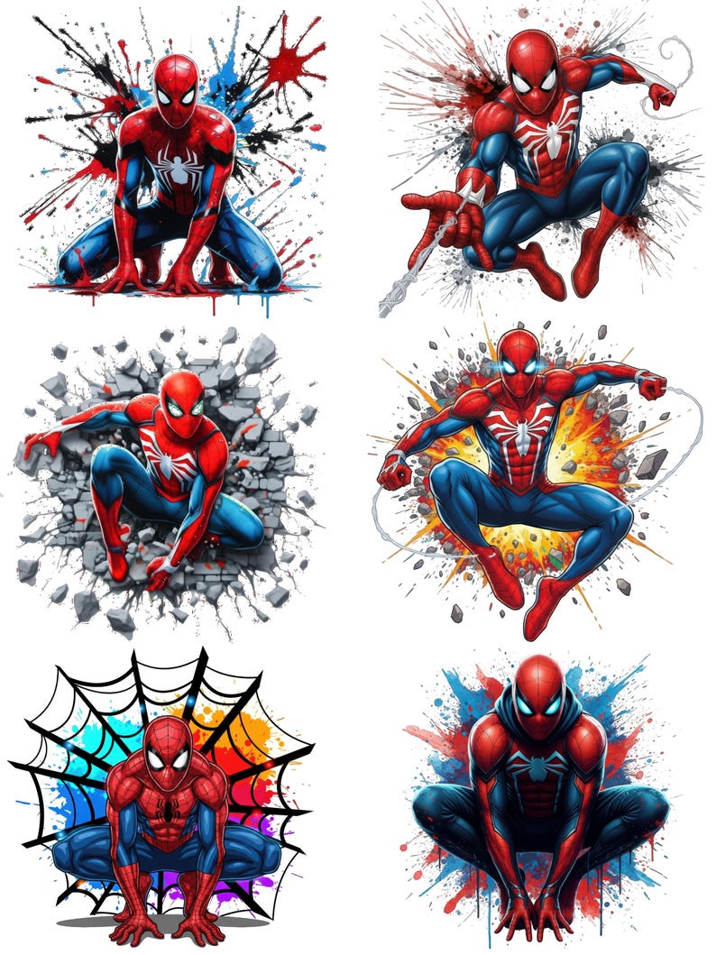 Spiderman PNG Clipart Bundle, 75 PNG Files, Superhero PNG Bundle, Transparent Background, Sublimation Design, Instant Download image 4