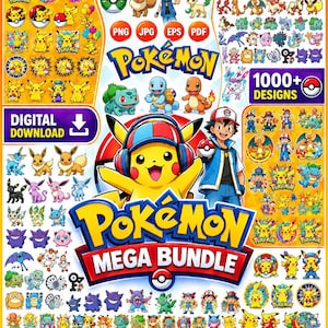 Pokemon PNG Bundle, 1000+ Pokemon Clipart, Pikachu PNG, Pokemon Characters, Transparent PNG, Pokemon Sublimation, Cricut, Digital Download