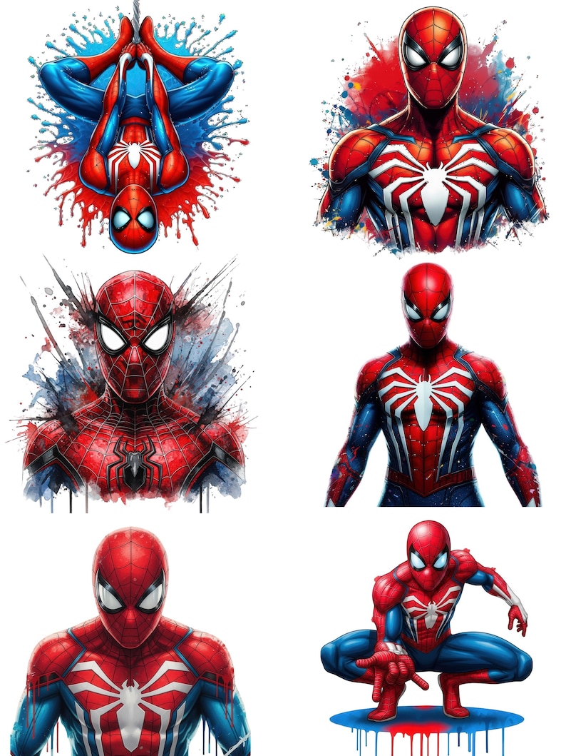 Spiderman PNG Clipart Bundle, 75 PNG Files, Superhero PNG Bundle, Transparent Background, Sublimation Design, Instant Download image 5