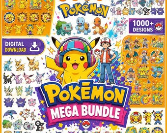 Pokemon Png Bundle, 1000+ Pokemon Clipart Files, Pikachu Png, Transparent Png Bundle, Pokemon Svg Files, Sublimation Designs
