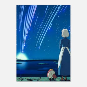 Howl's Moving Castle Poster | Anime Movie Wall Art | Magical Night Sky Print | Studio Ghibli Inspired Decor | Fantasy Film Gift image 5