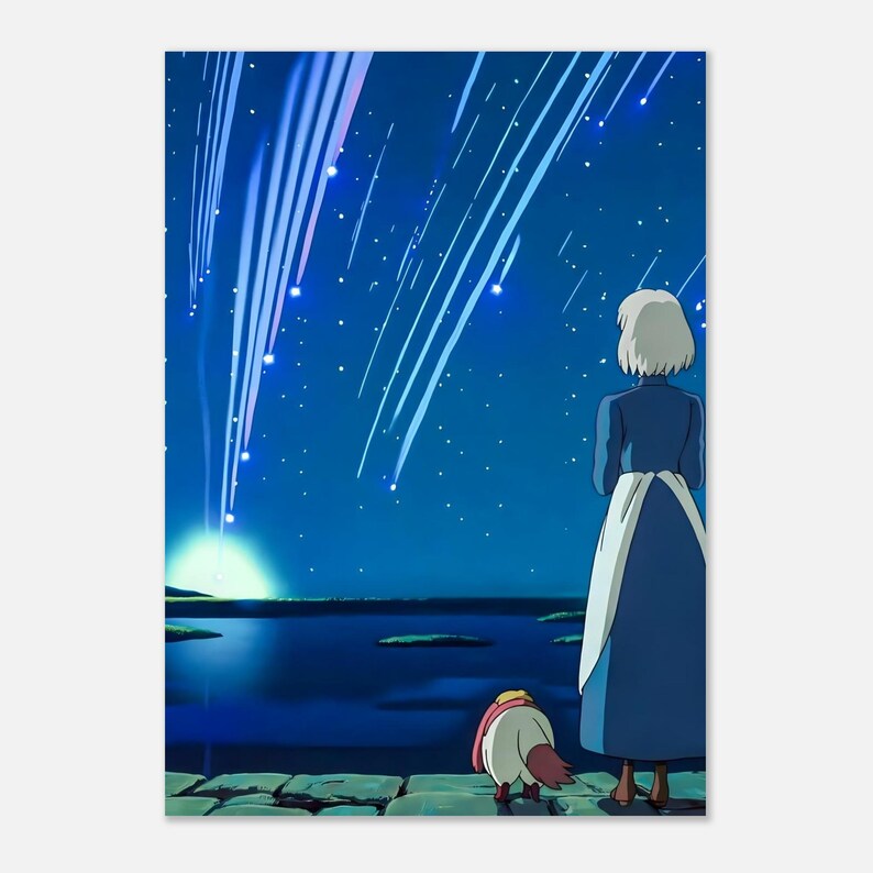 Howl's Moving Castle Poster | Anime Movie Wall Art | Magical Night Sky Print | Studio Ghibli Inspired Decor | Fantasy Film Gift image 5