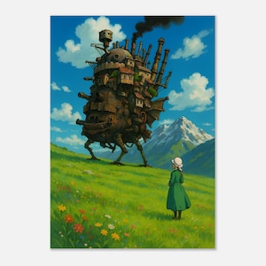 Howl’s Moving Castle Poster | Studio Ghibli Anime Wall Art | Fantasy Ukiyo-e Movie Print | Cozy Vintage Room Decor | Anime Lover Gift image 5