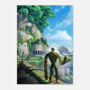 Póster de El castillo en el cielo / Arte mural de anime de Studio Ghibli / Lámina de fantasía de Laputa / Decoración de jardín de robots / Póster de película japonesa imagen 5