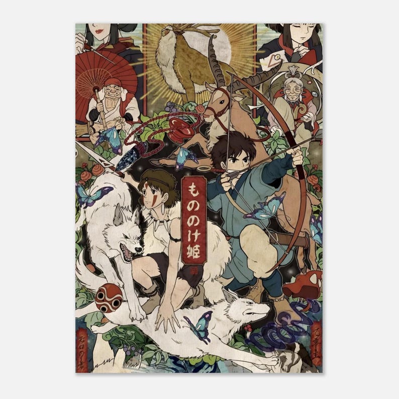 Princess Mononoke Poster | Studio Ghibli Fantasy Wall Art | Anime Adventure Print | Japanese Forest Spirit Decor | Collector Room Artwork image 5