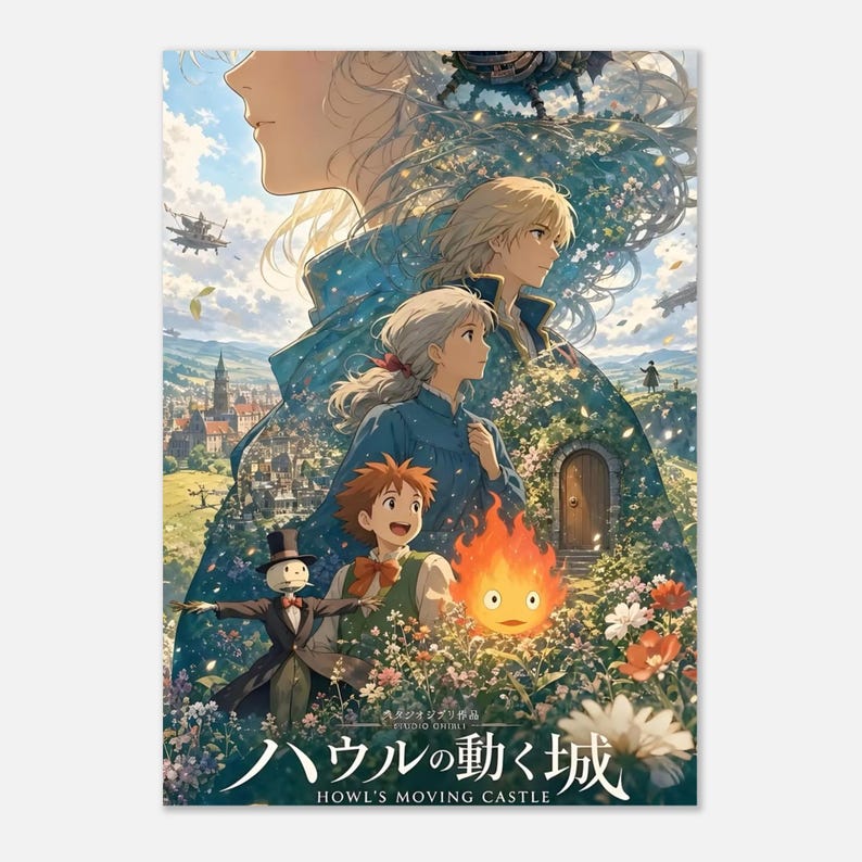Howl's Moving Castle Poster | Studio Ghibli Anime Wall Art | Hayao Miyazaki Fantasy Print | Magical Castle Decor | Whimsical Movie Room Art image 5