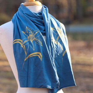 Bamboo and Organic Cotton Jersey Screen Printed Scarf,  Day Lily Print Scarf