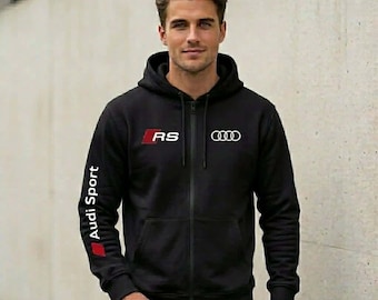 Sweat à capuche Audi Sport personnalisé pour homme avec fermeture éclair | Haute qualité | Composition : coton et polyester