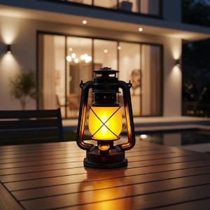 Rechargeable Retro LED Table Lamp | Vintage Lantern Light | USB Type-C Portable Lamp | Wrought Iron Body | Camping Desk Light