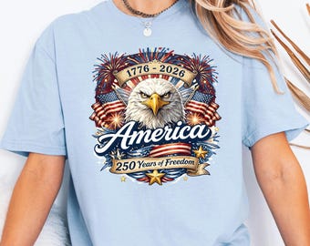 USA Freedom Apparel, 1776 Anniversary Top, July Fourth Gift For Dad, Patriotic Eagle Tee, America 250th Birthday Shirt