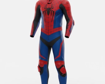 Spider-Man Motorcycle Racing Suit: Red & Blue Superhero Cosplay