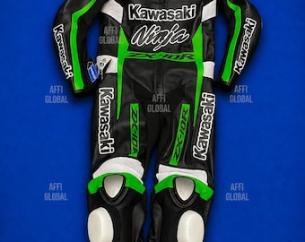Kawasaki racemotor rundleer pak handgemaakt nieuw Kawasaki Ninja motor motorpak