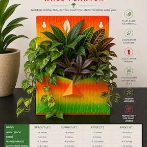 Modern Geometric Wall Planter | 3D Printed PLA Herb Box