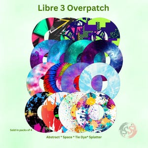 Libre 3 Overpatch 4-Pack | Abstract, Space, Tie-Dye, Splatter Designs, Hypoallergenic Adhesive