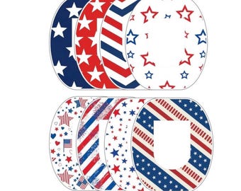 Patriotic Omnipod Overlay Patches – Red White Blue Decorative CGM Overpatch Stickers (4‑Pack)