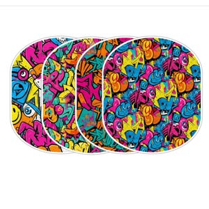 Mobi Adhesive Base Patches – Graffiti Design Flexible Skin‑Friendly Case Accessory 4‑Pack