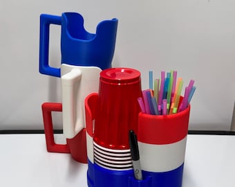 Patriotisk solo-mugghållarstation för fester, grillfester, tailgate-fester och sommardrinkbord