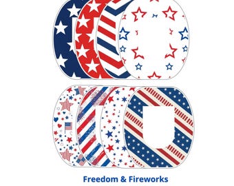 Patriotic Omnipod Overlay Patches – Red White Blue Decorative CGM Overpatch Stickers (4‑Pack)