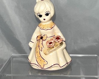Figurine de fille PRL vintage en céramique polonaise avec reçu original Varia