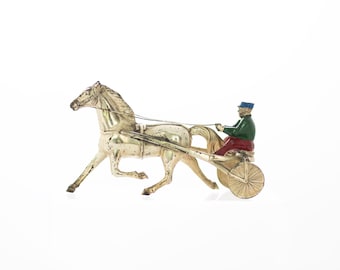 Cheval et jockey en métal vintage fabriqués au Japon occupé - RARE