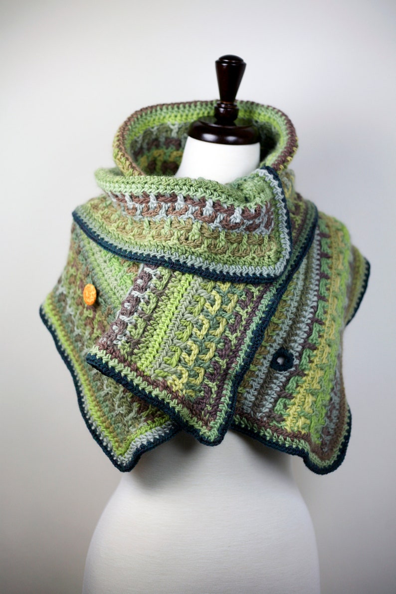 Green Shoulder Wrap Shawl Capelet with Buttons Size Small Etsy