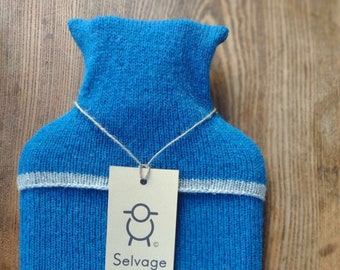 Blue Pure Wool Hot Water Bottle 2 litre