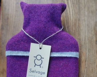 Purple Pure Wool Hot Water Bottle 2 litre