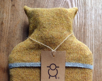 Yellow Pure Wool Hot Water Bottle 2 litre