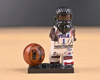 James Harden Minifigure, Philadelphia 76ers Basketball Collectible, NBA Desk Display