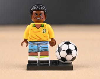 Pelé Minifigure, Brazil 10 Yellow Jersey, Football Legend Figure, Vintage Collectible