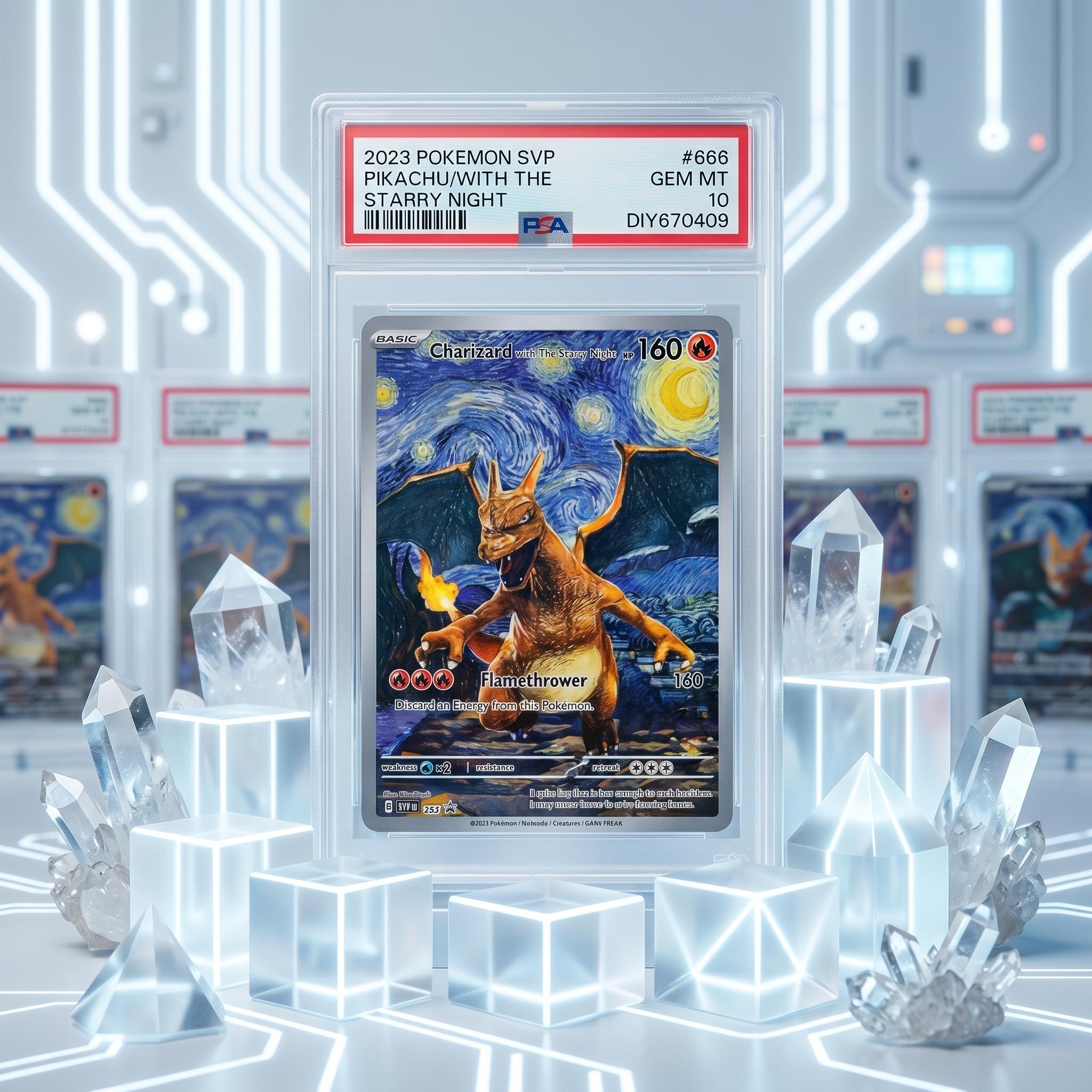 PSA10 2023 Svp Pikachu Starry Night 666 PROXY Card Slab Fan Made