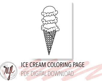 Ice Cream Coloring Etsy