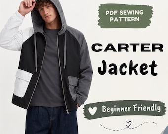Men Jacket Pattern, Men Windbreaker Pattern, Men Sewing Pattern, Men Zipper Jacket, PDF Jacket Pattern, Unisex Jacket Sewing Pattern,
