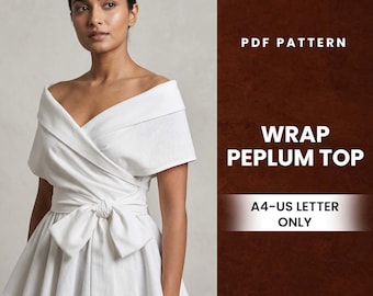 Wrap Blouse PDF Sewing Pattern | Wrap Peplum Top | Wrap Blouse Guide | Peplum Fashion | Sewing Pattern PDF | Beginner Guide | A4 US Letter
