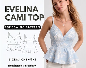 Cami Top Pattern Women, Tank Top Sewing Pattern, Blouse Sewing Pattern, Summer Top Pattern, Sweetheart Sewing Pattern, Babydoll Cami Top