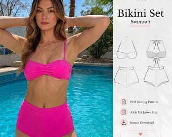 Swimsuit Pattern, Bikini Sewing Pattern, Women's Swimsuit Pattern,  Bathing Suit Pattern, Two Piece Swimwear Set, PDF Sewing Pattern, DIY