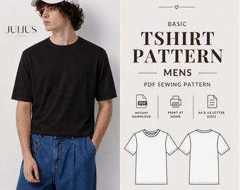 Sewing Pattern for Men, Man Sewing Patterns, Tshirt Pattern, T-shirt Patterns for Men, Unisex Tee Pattern, Easy Patterns, tshirt sewing, PDF