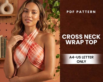 Cross Neck Wrap Top Sewing Pattern, Modern DIY Apparel (PDF Pattern)