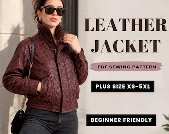Leather Jacket Pattern, Utility Jacket Pattern, Bomber Jacket Sewing Pattern, Trendy Jacket, Jacket Sewing Pattern, Women Jacket Pattern DIY
