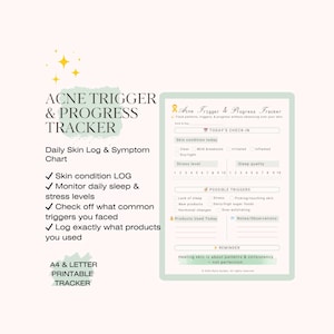Acne Trigger & Progress Tracker, Printable Clear Skin Journal PDF, Skincare Habit + Breakout Log Vanity Poster