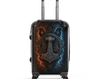 Valigia rigida vichinga / Valigia celtica fuoco e ghiaccio / Valigia da viaggio norrena / Bagaglio a mano gotico / Ravenforge Co