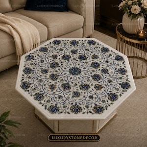 Marble Inlaid Table Top Handmade Stone Art Luxury Home Decor 24x24 Inches Design