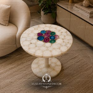 Vibrant Agate Slice Table Top Natural Crystal Luxury Decorative Stone Surface
