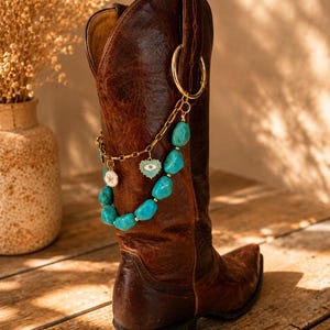 Turquoise Boot Chain | Western Boot Charm | Coastal Cowgirl Jewelry | Cowgirl Gift for Her | Boot Accessory