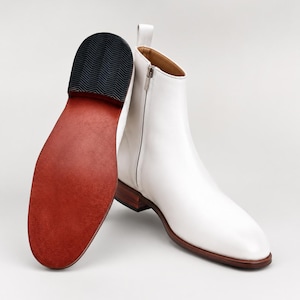 mens white leather dress boots Whit Eel Skin which is what makes them especially comfortable LIBERTYZENO Men's Genuine Leather Ankle