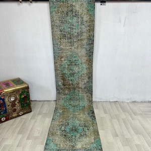 Alfombra de lana hecha a mano, 2,2 x 10,5 pies, auténtica alfombra Sille, diseño geométrico tradicional, decoración vintage bohemia para pasillo, alfombra larga decorativa.
