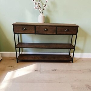 Industrial Console Table with Drawers, Entryway Storage Shelf, Sofa Table