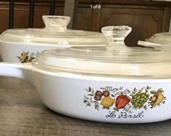 VINTAGE LePERSIL Round 6 1/2” Spice of Life Corning Ware With Lid P.83.B Casserole Dish