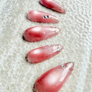 Date Night Rosé Press-On Nails | Soft Glam Rosé Aura Nails | Champagne Kiss Press-On Nails | Bridal princesses Nails bild 6