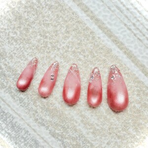 Date Night Rosé Press-On Nails | Soft Glam Rosé Aura Nails | Champagne Kiss Press-On Nails | Bridal princesses Nails bild 4